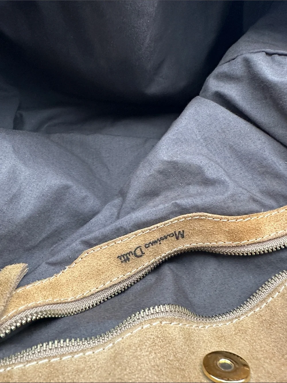 Massimo Dutti Large Suede  Bag with Woven Handles